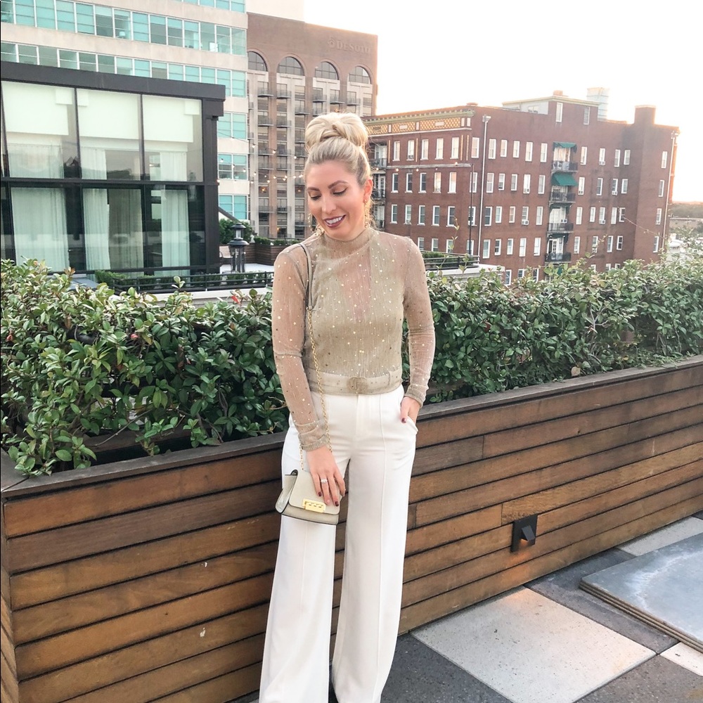 Gracie sheer star top in gold Revolve Superdown